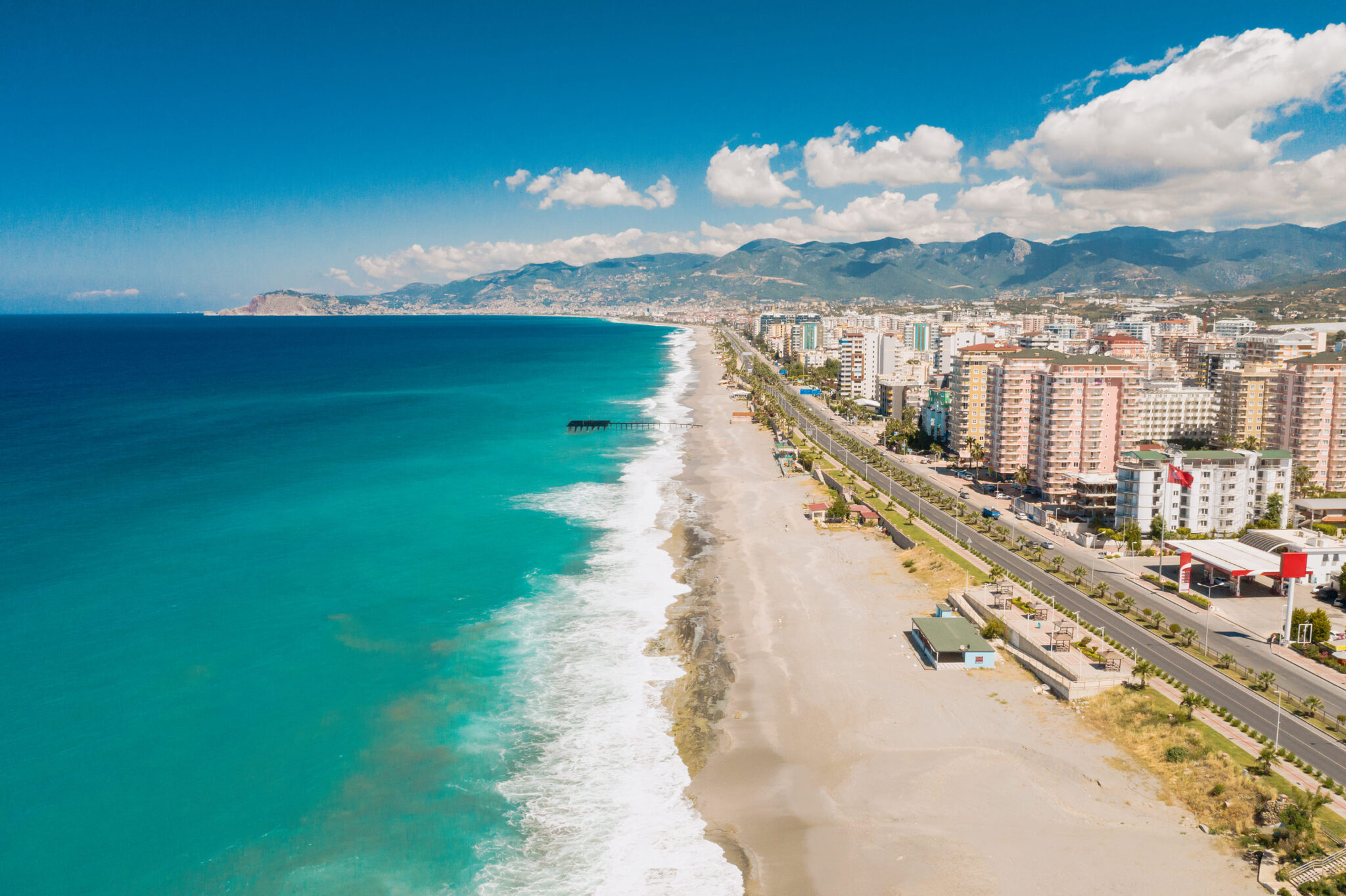 Aerial view of antalya coastline in turkey